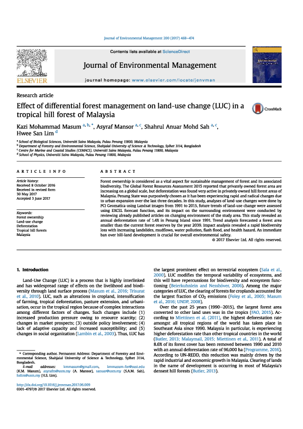 (PDF) Effect of differential forest management on land-use change (LUC ...