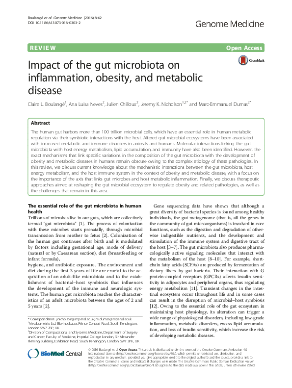 (PDF) Impact of the gut microbiota on inflammation, obesity, and ...