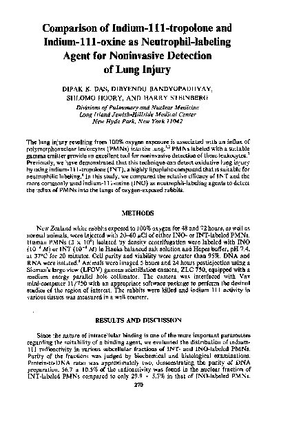 (PDF) Comparison of Indium-111-tropolone and Indium-111-oxine as ...