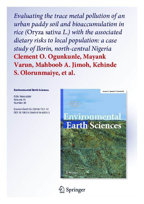 (PDF) Environmental Earth Sciences Clement Ogunkunle Academia.edu