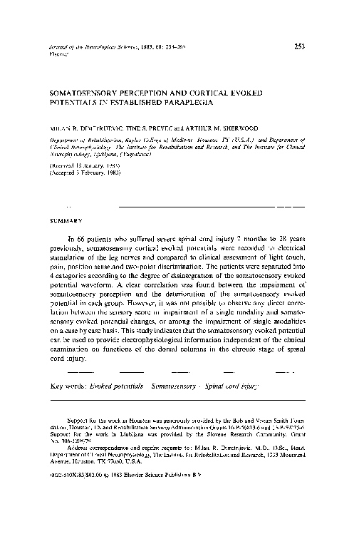 (PDF) Somatosensory perception and cortical evoked potentials in ...