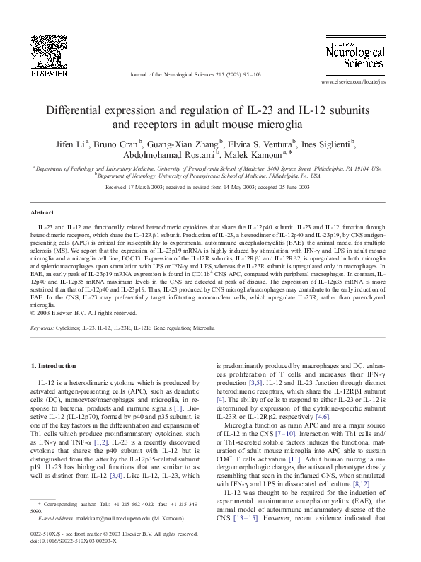 (PDF) Differential expression and regulation of IL-23 and IL-12 ...