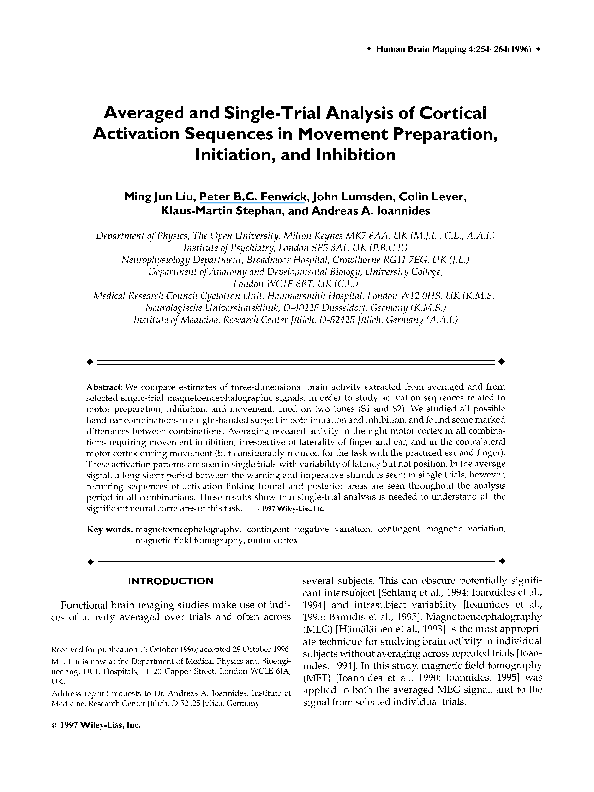 (PDF) Averaged and single-trial analysis of cortical activation ...