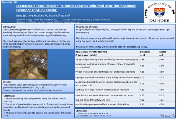(PDF) Laparoscopic Renal Resection Training in Cadavers Embalmed Using ...