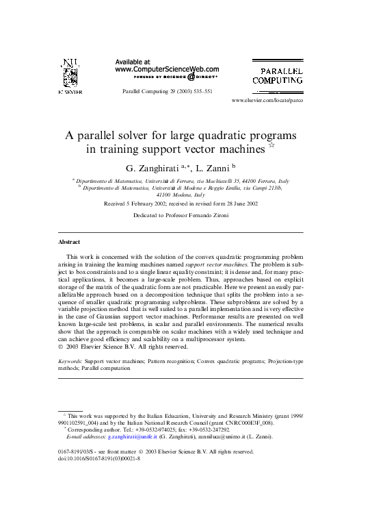 (PDF) A parallel solver for large quadratic programs in training ...