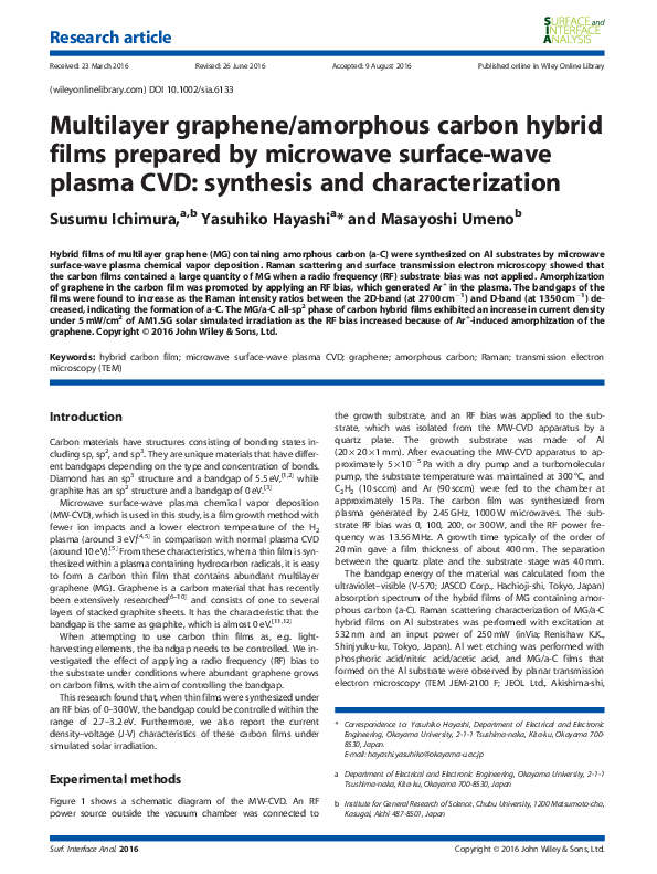 (PDF) Multilayer graphene/amorphous carbon hybrid films prepared by ...