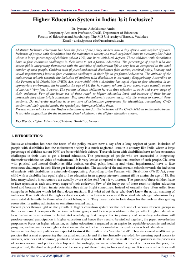 GROWTH OF HIGHER EDUCATION IN INDIA PDF visual data 4