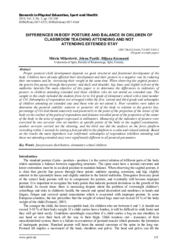 (PDF) Differences in Body Posture and Balance in Children of Classroom ...