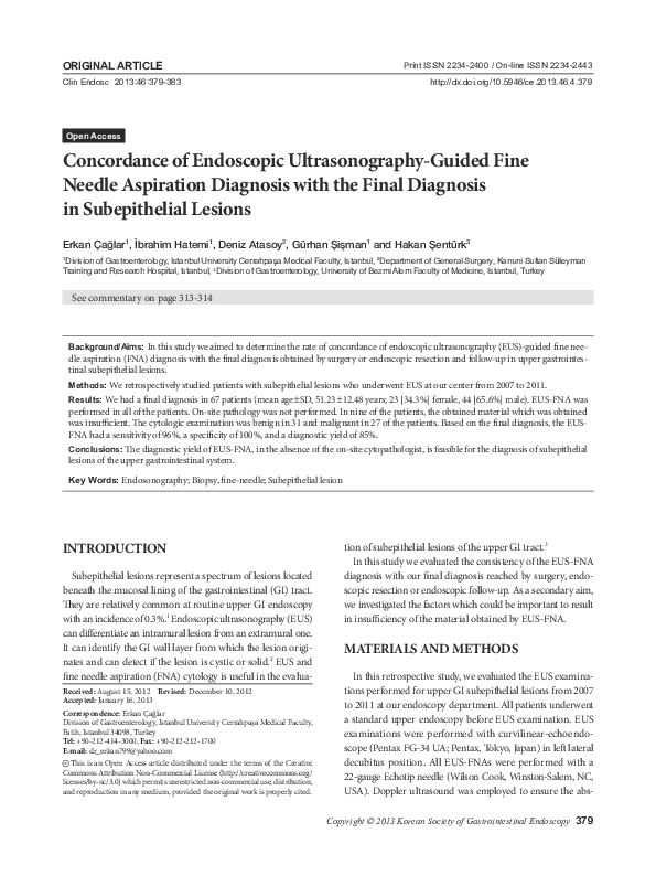 (PDF) Concordance of Endoscopic Ultrasonography-Guided Fine Needle ...