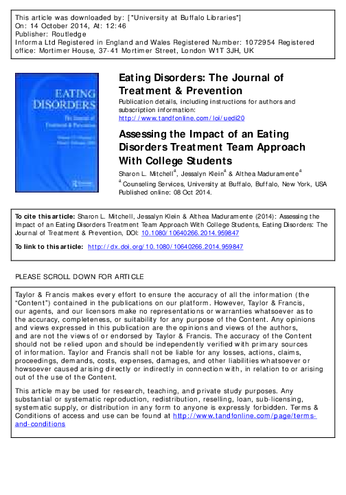 (PDF) Assessing the Impact of an Eating Disorders Treatment Team ...