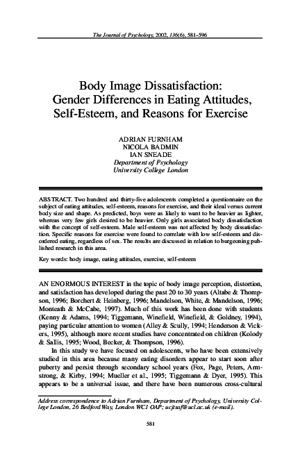(PDF) Body Image Dissatisfaction: Gender Differences in Eating ...