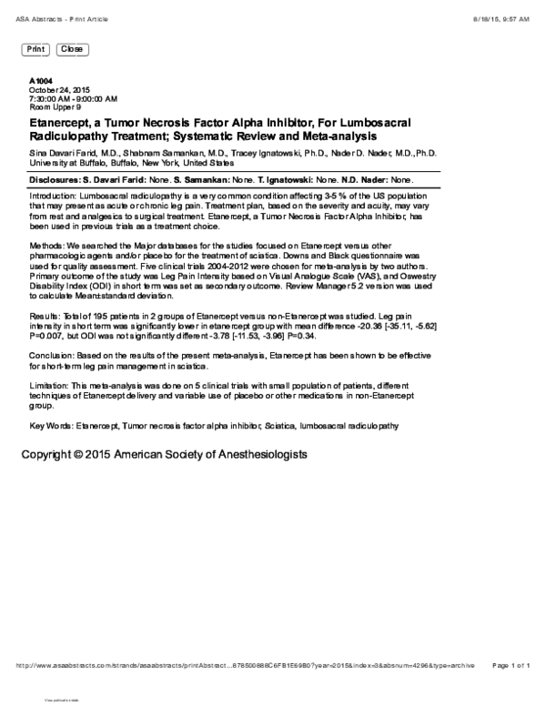 (PDF) Etanercept, a Tumor Necrosis Factor Alpha Inhibitor, For ...