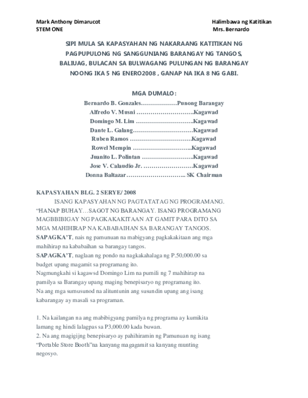 (DOC) SIPI MULA SA KAPASYAHAN NG NAKARAANG KATITIKAN NG