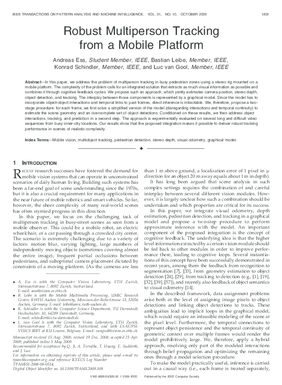 (PDF) Robust Multiperson Tracking from a Mobile Platform | Konrad ...