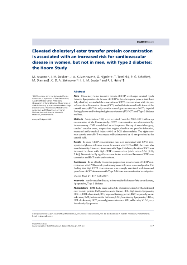 (PDF) Elevated cholesteryl ester transfer protein concentration is ...