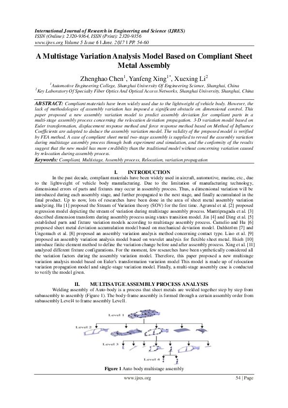 (PDF) A Multistage Variation Analysis Model Based on Compliant Sheet ...