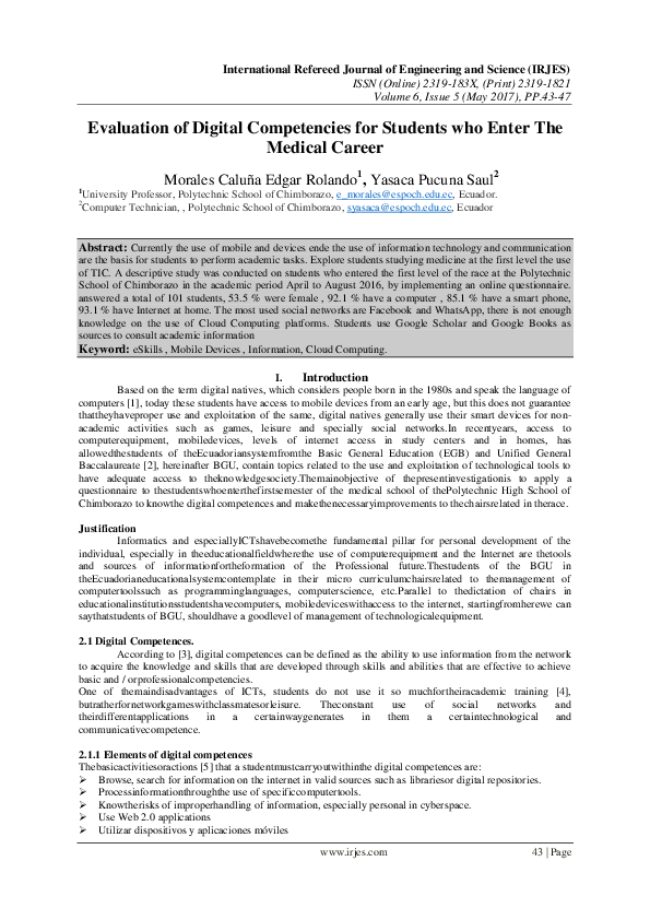 (PDF) Evaluation of Digital Competencies for Students who Enter The ...