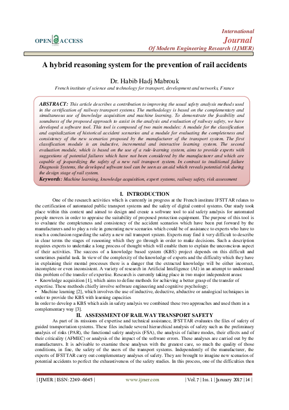 (PDF) A hybrid reasoning system for the prevention of rail accidents