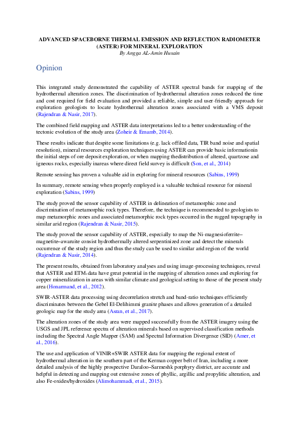 (DOC) ADVANCED SPACEBORNE THERMAL EMISSION AND REFLECTION RADIOMETER