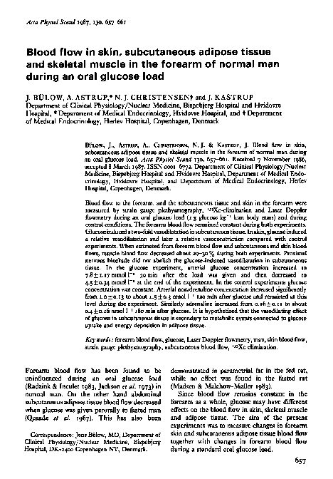 (PDF) Blood flow in skin, subcutaneous adipose tissue and skeletal ...