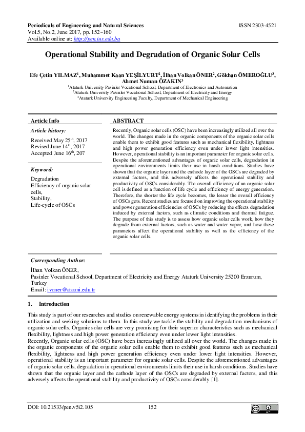 (PDF) Operational Stability and Degradation of Organic Solar Cells