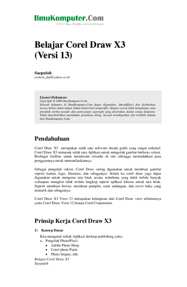 (PDF) Prinsip Kerja Corel Draw X3 Theo Nugroho Academia.edu