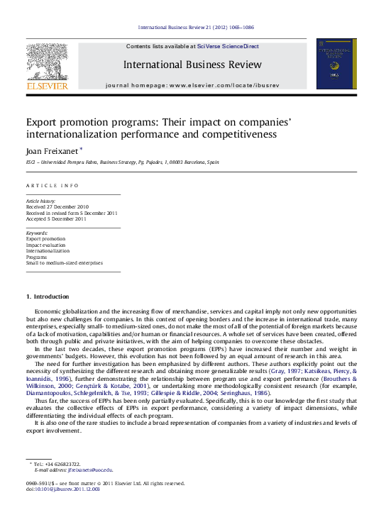 (PDF) Export promotion programs: Their impact on companies ...