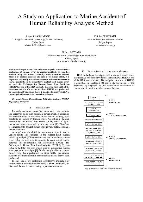 (PDF) A Study on Application to Marine Accident of Human Reliability ...