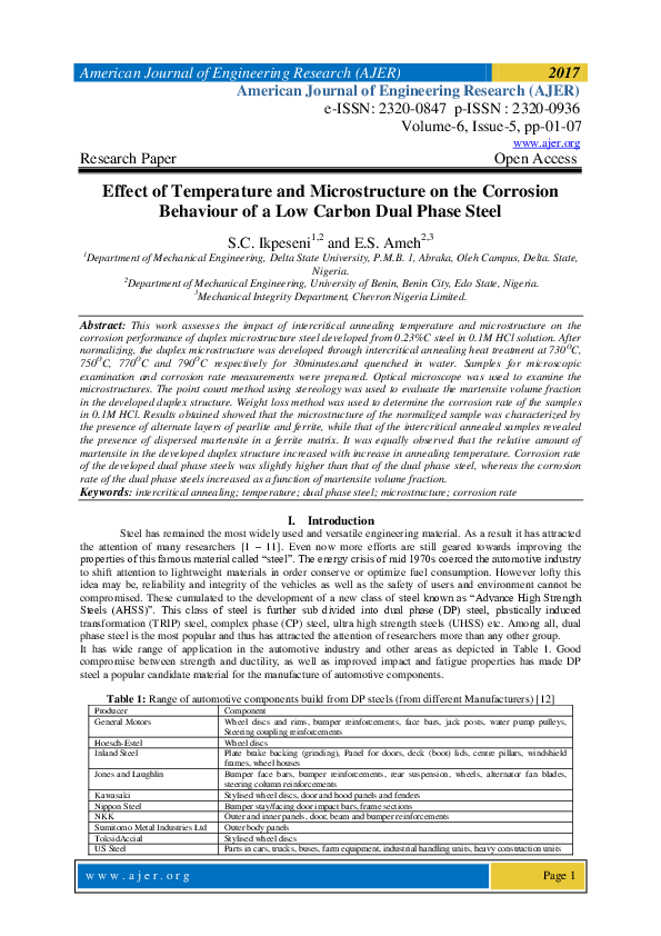 (PDF) Effect of Temperature and Microstructure on the Corrosion ...