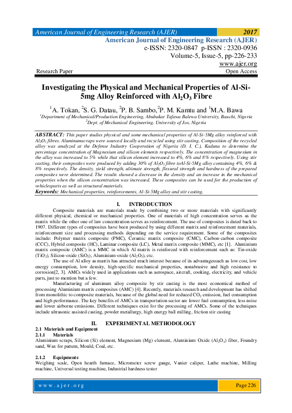 (PDF) Investigating the Physical and Mechanical Properties of Al-Si ...