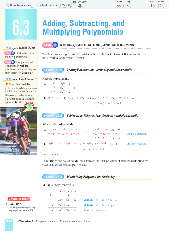 (PDF) Adding, Subtracting, and Multiplying Polynomials ADDING ...