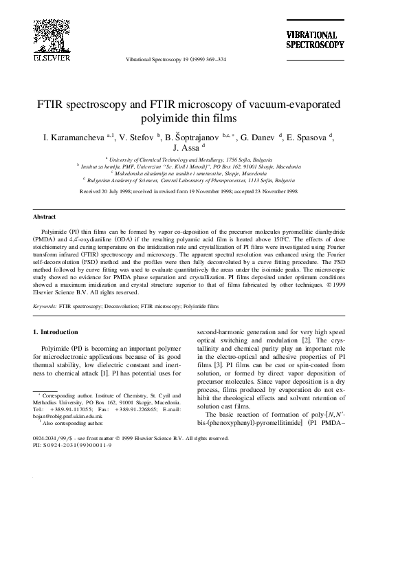 (PDF) FTIR spectroscopy and FTIR microscopy of vacuumevaporated