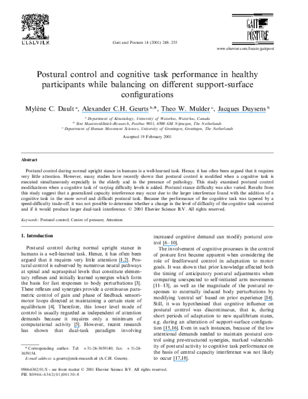 (PDF) Postural control and cognitive task performance in healthy ...