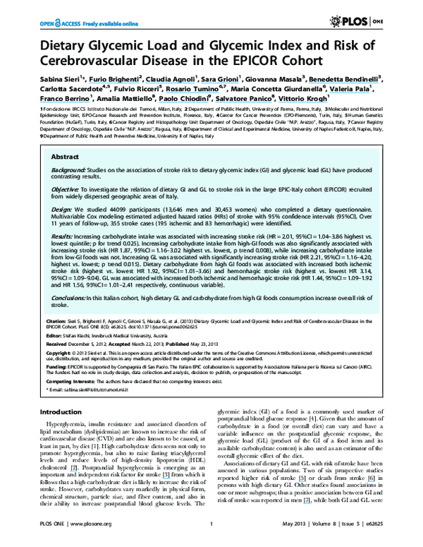 (PDF) Dietary Glycemic Load and Glycemic Index and Risk of ...