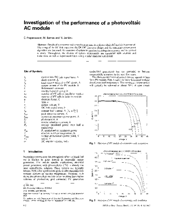 (PDF) Investigation of the performance of a photovoltaic AC module