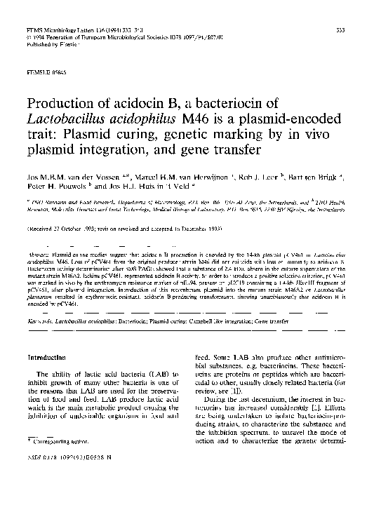 (PDF) Production of acidocin B, a bacteriocin of Lactobacillus ...