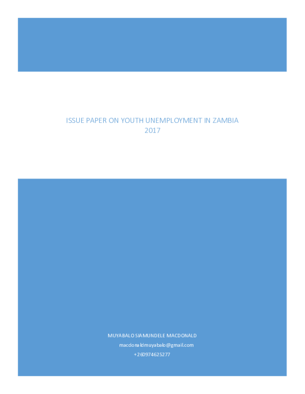 (DOC) Issue paper on Youth unemployment by Muyabalo MacDonald.docx