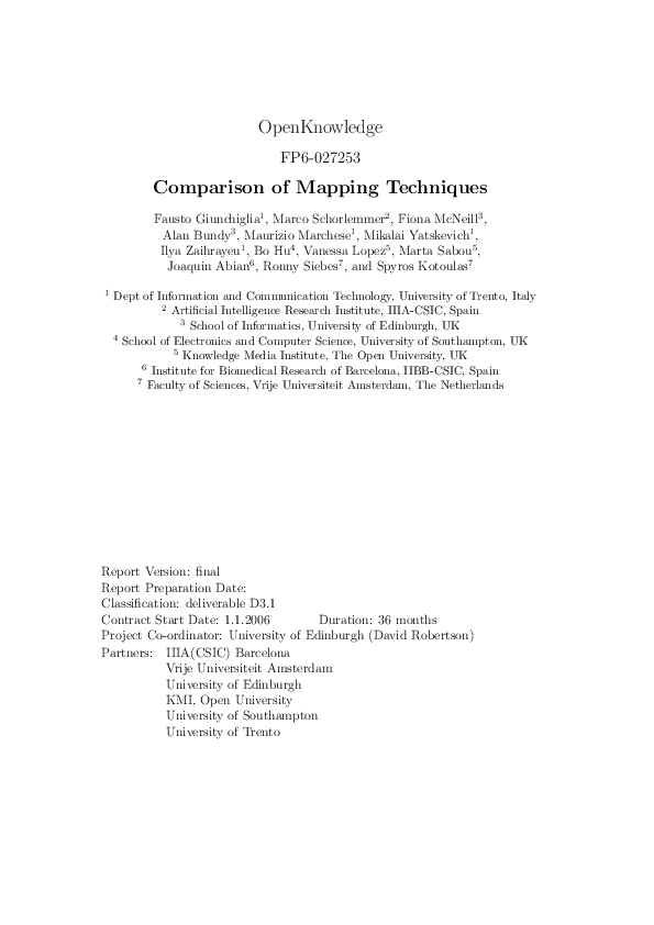 (PDF) OpenKnowledge Deliverable 3.1.: Dynamic ontology matching: a survey