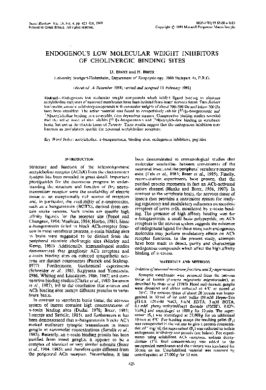 (PDF) Endogenous low molecular weight inhibitors of cholinergic binding ...