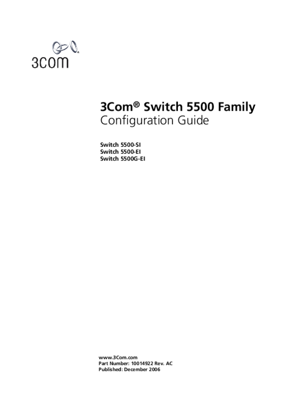 3Com Switch 5500 Family Configuration Guide Switch 5500 SI Switch 
