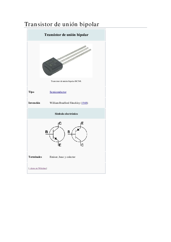 (PDF) Transistor de unión bipolar Transistor de unión bipolar Pablo Bertermann Academia.edu