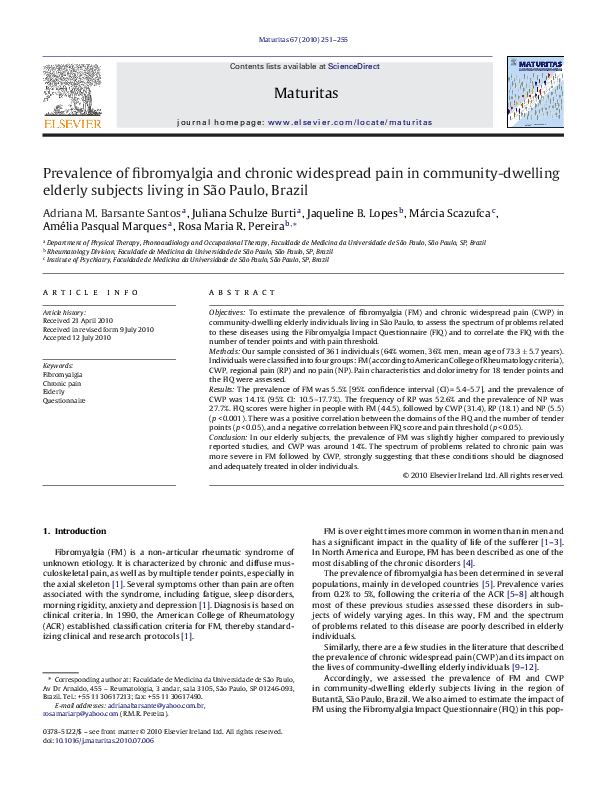 (PDF) Prevalence of fibromyalgia and chronic widespread pain in ...