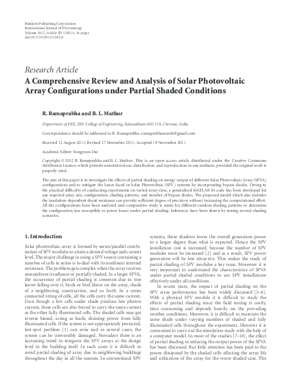 (PDF) A Comprehensive Review and Analysis of Solar Photovoltaic Array ...