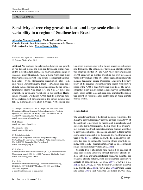 (PDF) Sensitivity of tree ring growth to local and large-scale climate ...