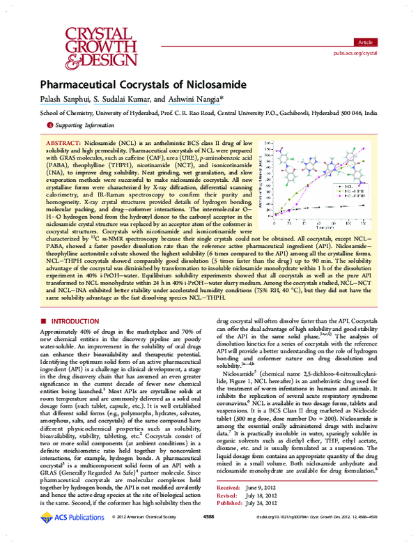 (PDF) Pharmaceutical Cocrystals of Niclosamide