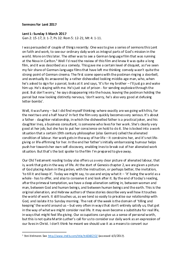 Lent sermon essay image