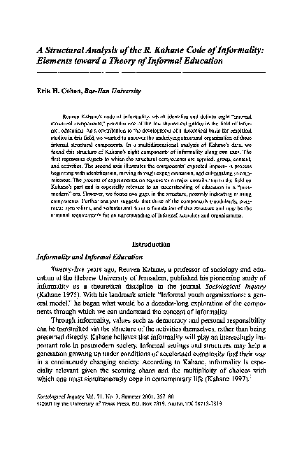 (PDF) A Structural Analysis of the R. Kahane Code of Informality ...