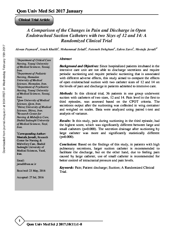 (PDF) A Comparison of the Changes in Pain and Discharge in Open ...