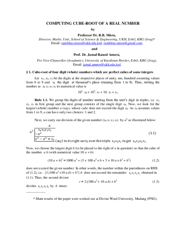 (DOC) COMPUTING CUBE-ROOT OF A REAL NUMBER