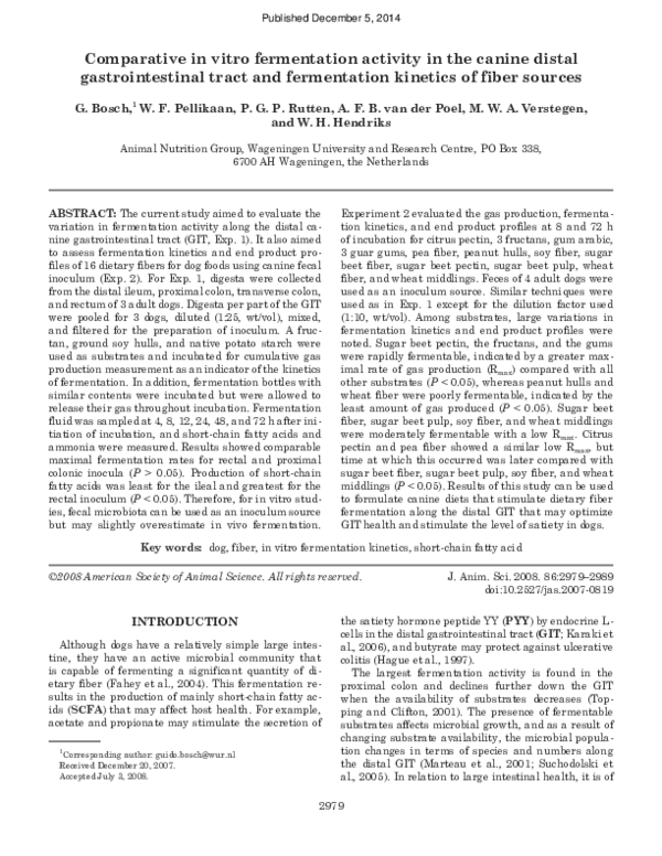 (PDF) Comparative in vitro fermentation activity in the canine distal ...